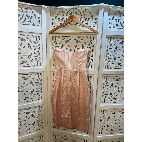 House of CB Alma Blush Pink Satin Corset Midi Dress Size S Small - Picture 5 of 9